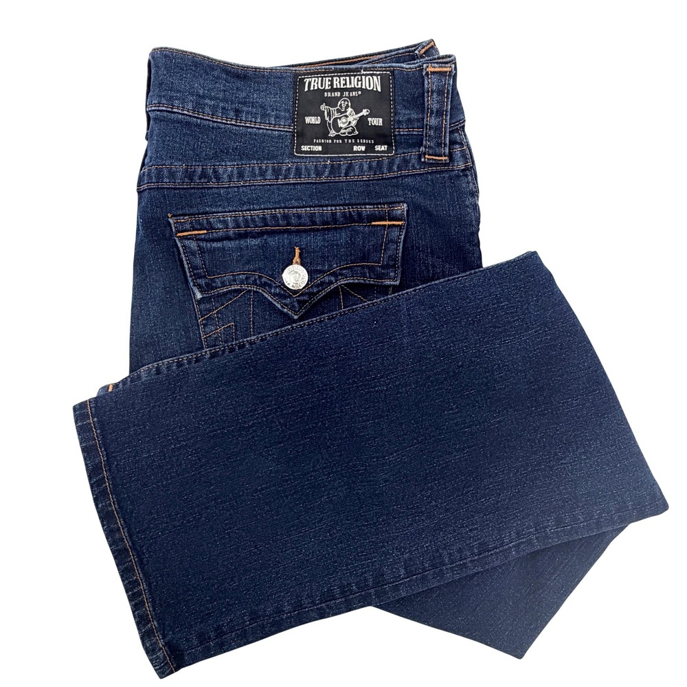 True Religion Ricky Relaxed Straight Mens 38 Dark Indigo Excellent Flap Pocket